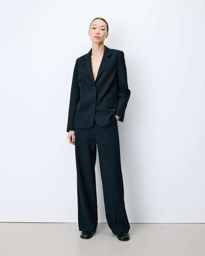Blazer droit simple boutonnage à poches marine Alarick