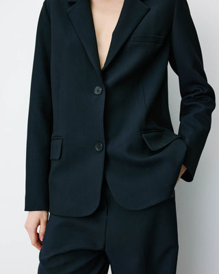 Blazer droit simple boutonnage à poches marine Alarick