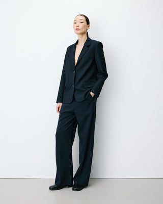 Blazer droit simple boutonnage à poches marine Alarick