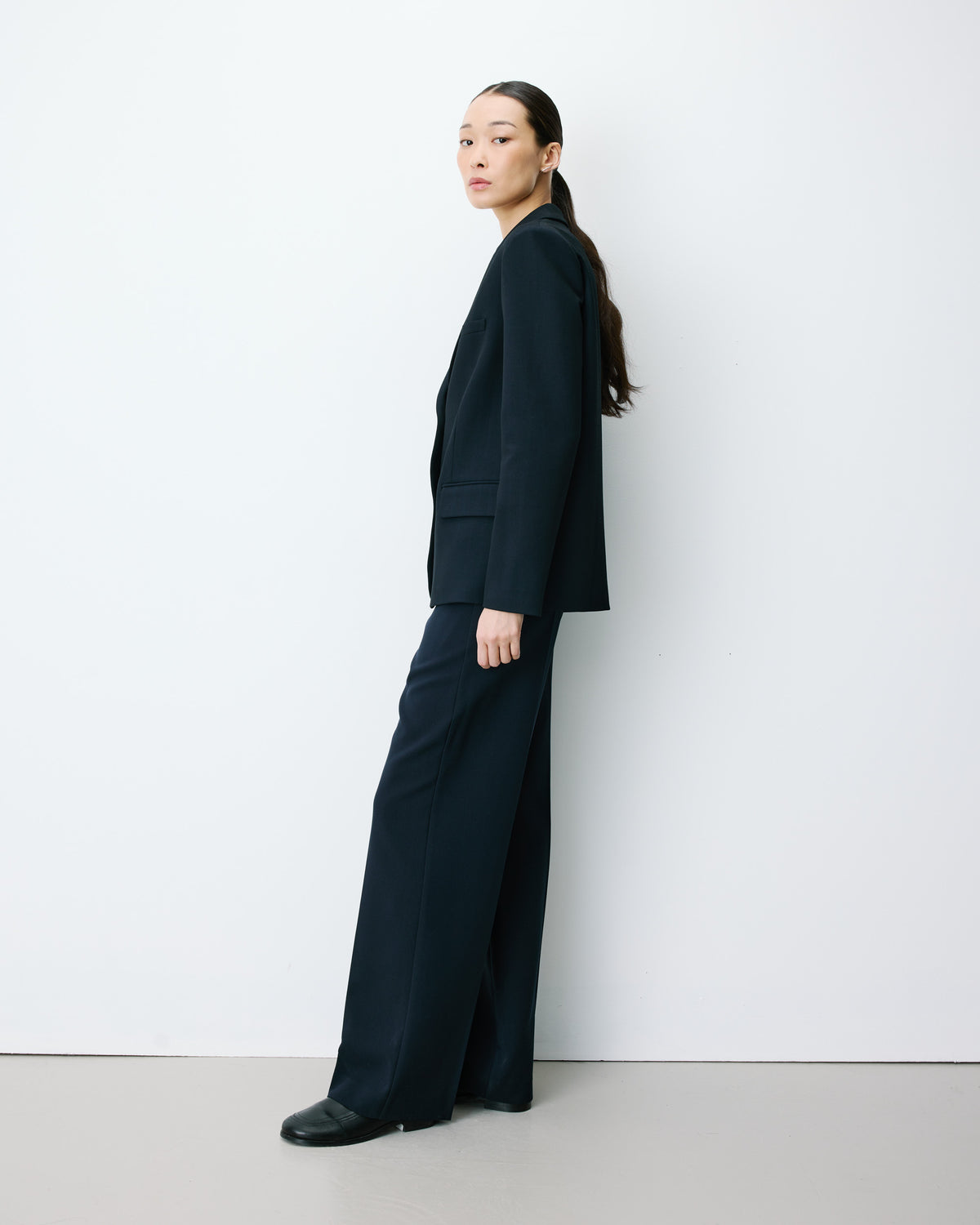 Blazer droit simple boutonnage à poches marine Alarick