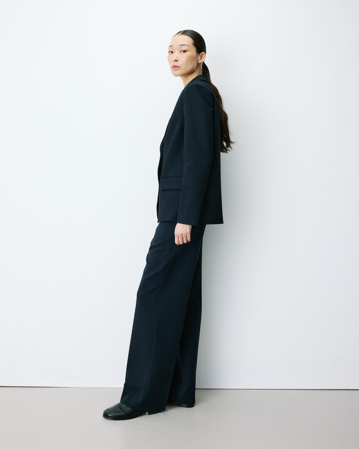 Blazer droit simple boutonnage à poches marine Alarick