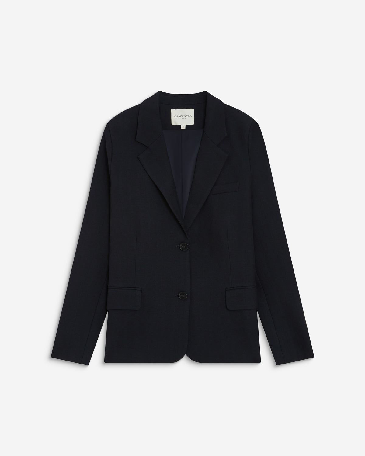 Blazer droit simple boutonnage à poches marine Alarick