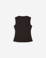Gilet tailleur col rond boutonné chocolat Aristide