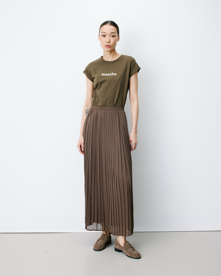 Pleated maxi skirt kaki Anissa