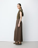 Pleated maxi skirt kaki Anissa
