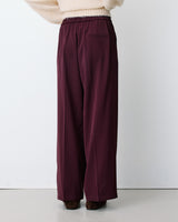 Pantalon fluide jambe large taille mi-haute aubergine Noblesse