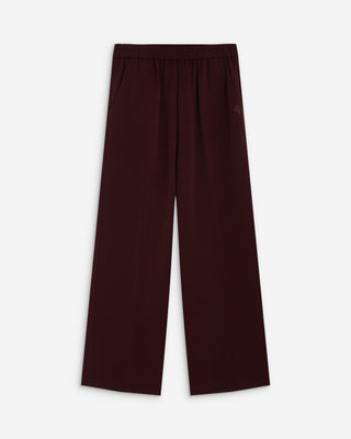 Pantalon fluide jambe large taille mi-haute aubergine Noblesse