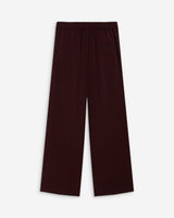 Pantalon fluide jambe large taille mi-haute aubergine Noblesse