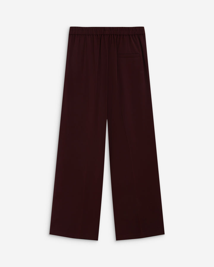 Pantalon fluide jambe large taille mi-haute aubergine Noblesse