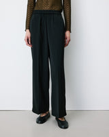 Pantalon fluide jambe large taille mi-haute noir Noblesse
