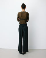 Pantalon fluide jambe large taille mi-haute noir Noblesse