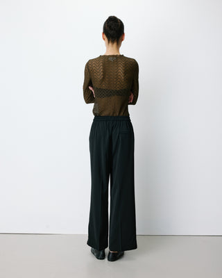 Pantalon fluide jambe large taille mi-haute noir Noblesse