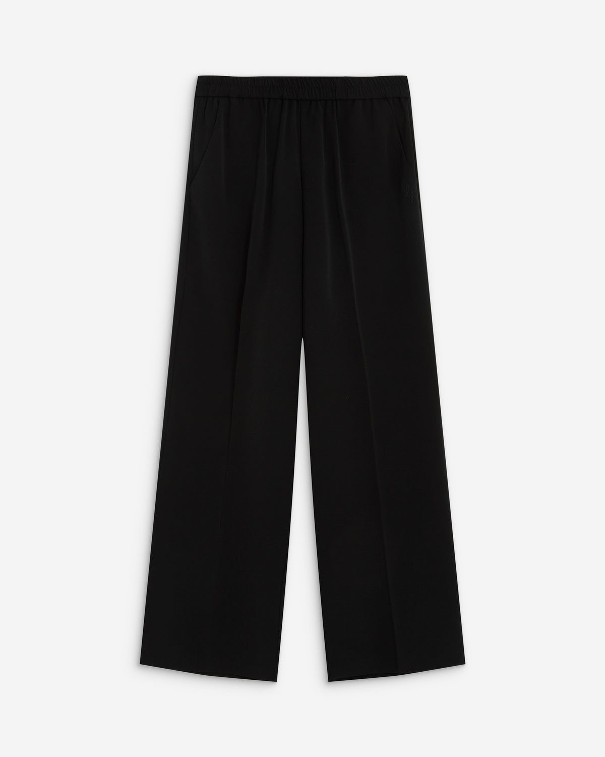 Pantalon fluide jambe large taille mi-haute noir Noblesse