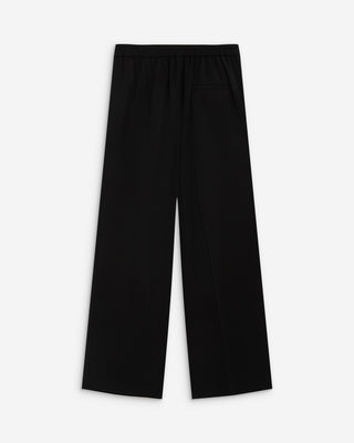 Pantalon fluide jambe large taille mi-haute noir Noblesse