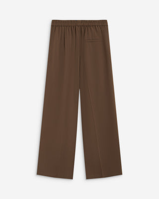 Pantalon fluide jambe large taille mi-haute taupe Noblesse