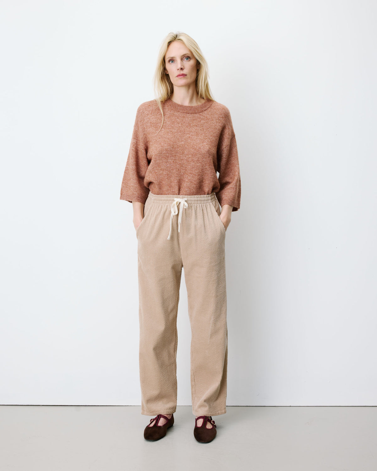 Pantalón de pana con cintura ajustable beige Liberty
