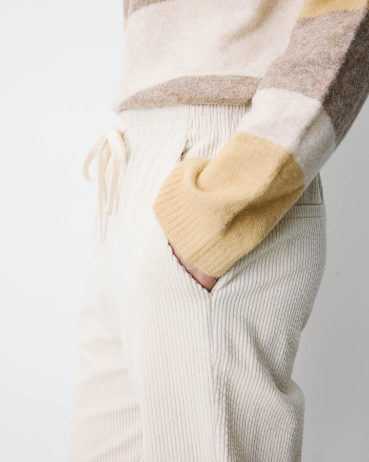 Corduroy pants with adjustable waist ecru Liberty