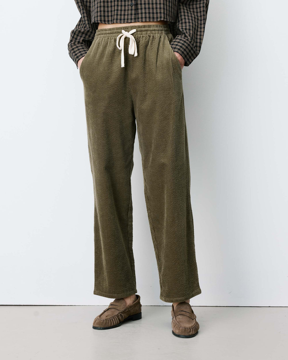 Corduroy pants with adjustable waist kaki Liberty