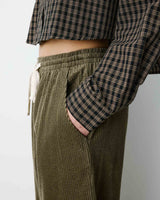 Corduroy pants with adjustable waist kaki Liberty