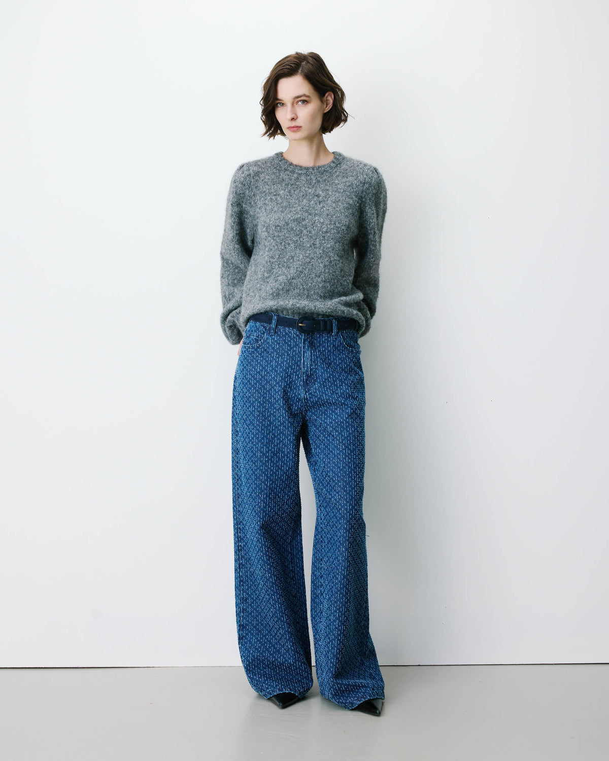 Jean taille haute loose imprimé mediumblue Socca