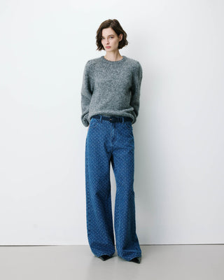 Jean taille haute loose imprimé mediumblue Socca