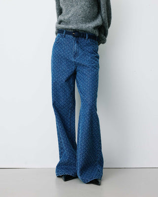 Jean taille haute loose imprimé mediumblue Socca