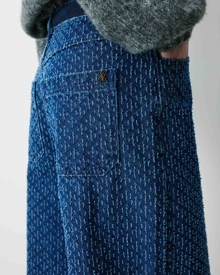 Jean taille haute loose imprimé mediumblue Socca