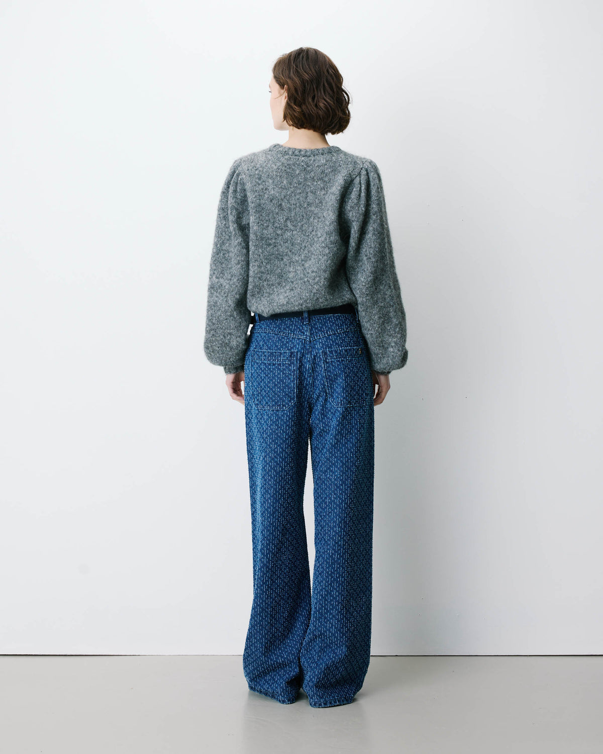 Jean taille haute loose imprimé mediumblue Socca
