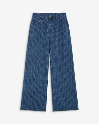 Jean taille haute loose imprimé mediumblue Socca