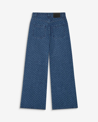 Jean taille haute loose imprimé mediumblue Socca