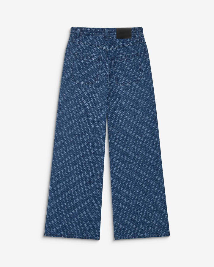 Jean taille haute loose imprimé mediumblue Socca