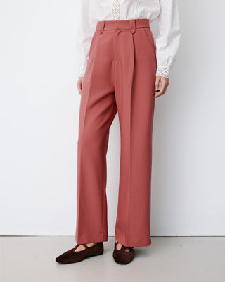 Pantalon tailleur large à plis blush Nilay