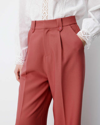 Pantalon tailleur large à plis blush Nilay