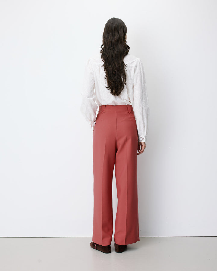 Pantalon tailleur large à plis blush Nilay