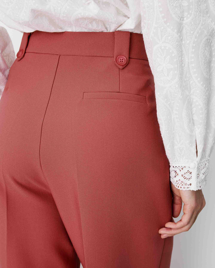 Pantalon tailleur large à plis blush Nilay