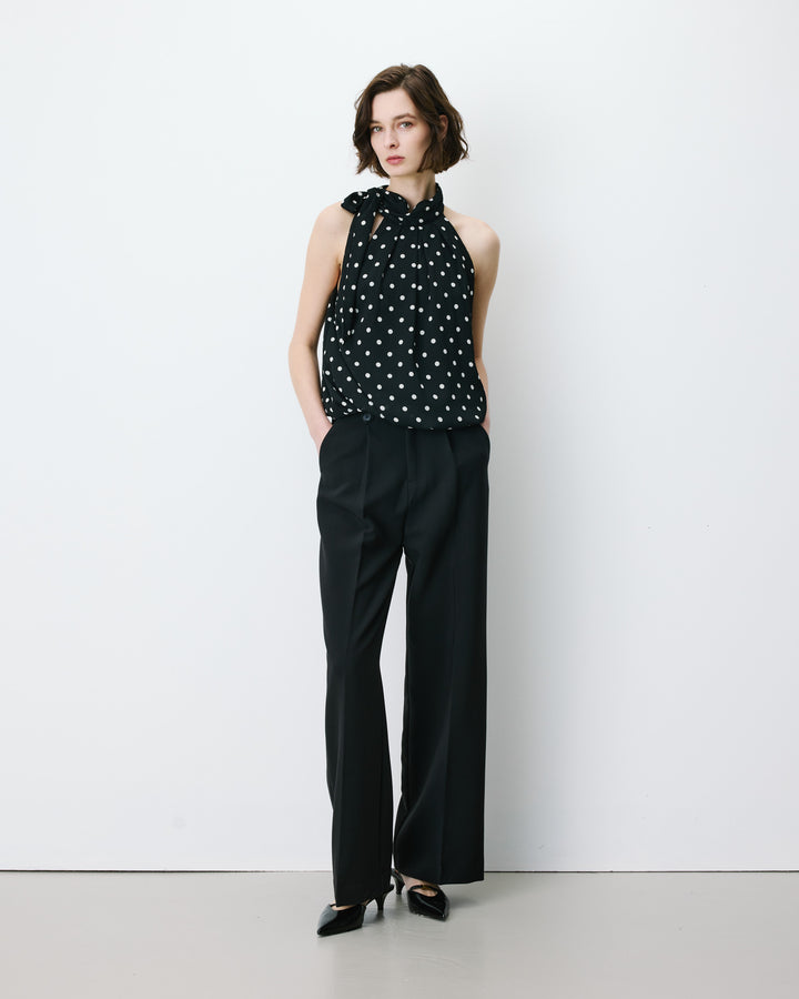 Pantalon tailleur large à plis noir Nilay
