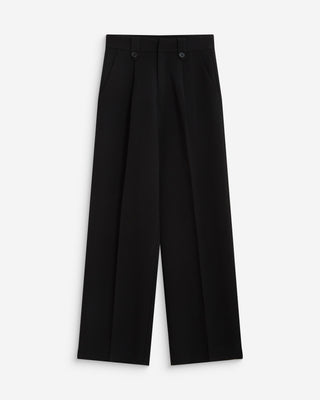 Pantalon tailleur large à plis noir Nilay
