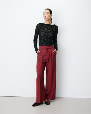Pantalon tailleur large à plis terracotta Nilay
