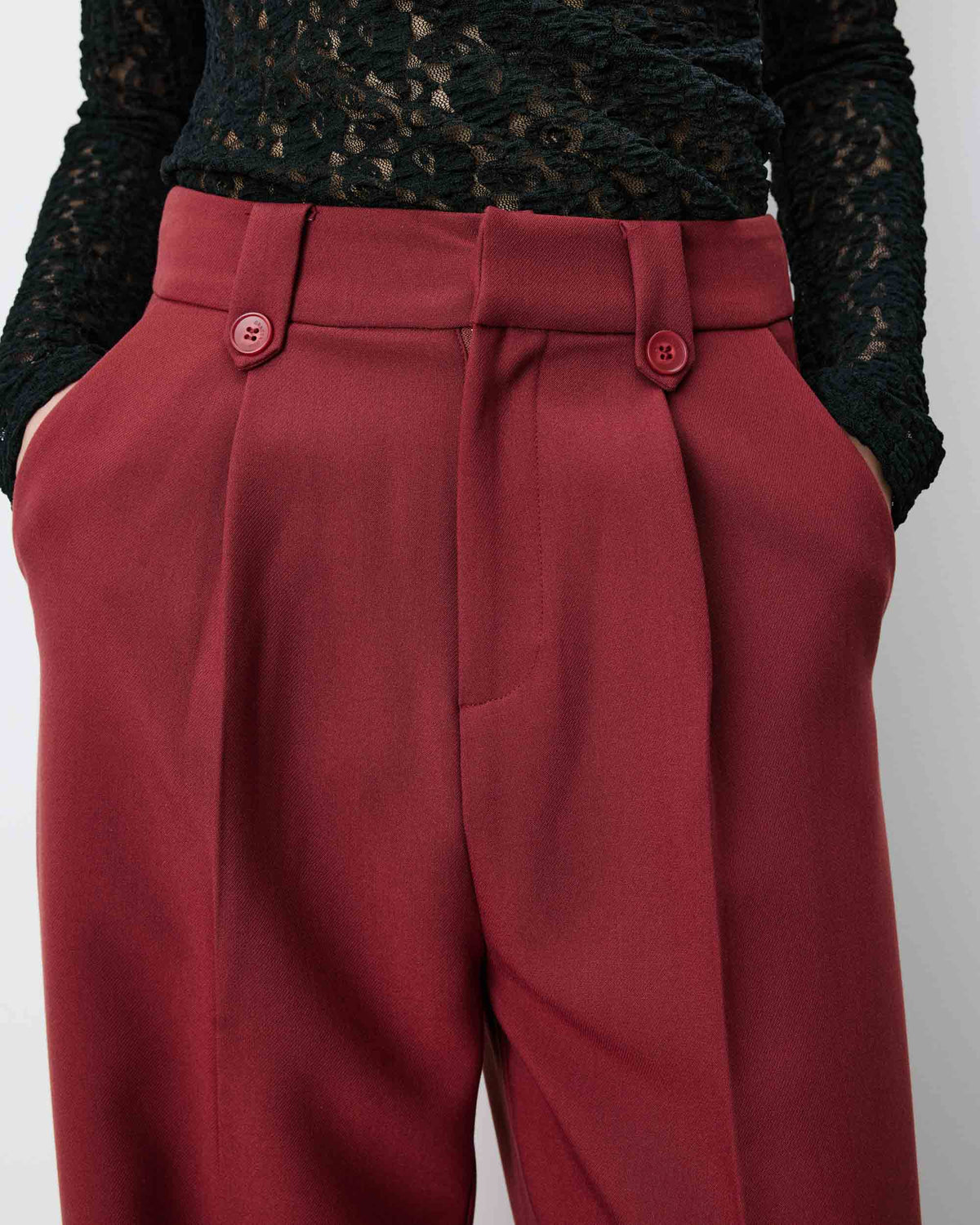Pantalon tailleur large à plis terracotta Nilay