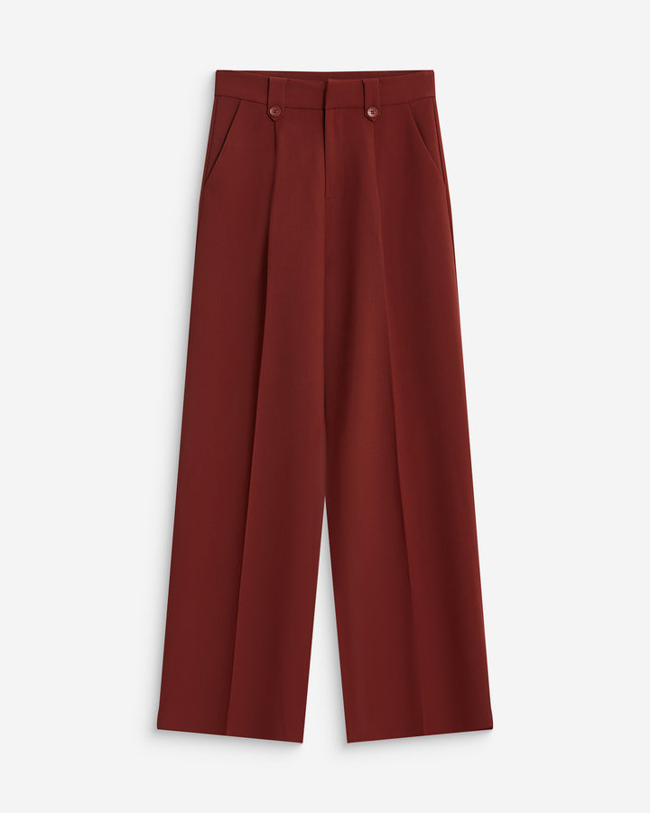 Pantalon tailleur large à plis terracotta Nilay