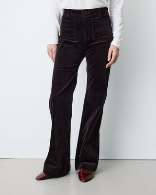 Pantalon droit velours côtelé aubergine Alban