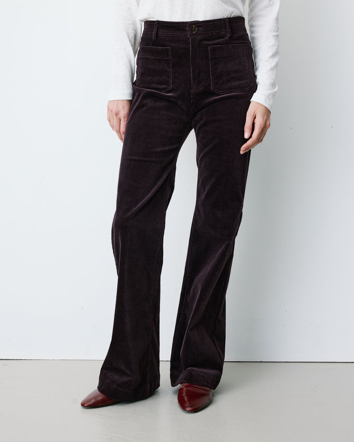Pantalon droit velours côtelé aubergine Alban