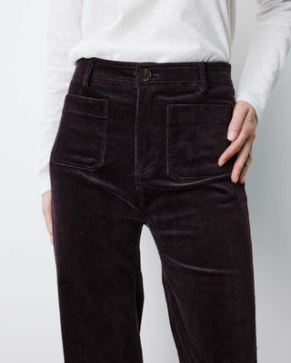 Pantalon droit velours côtelé aubergine Alban