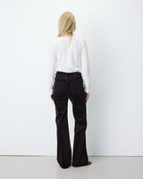 Pantalon droit velours côtelé aubergine Alban