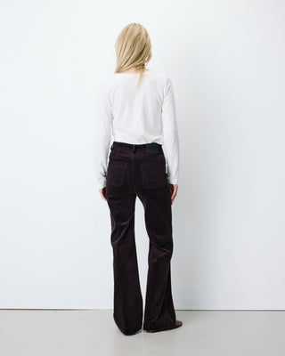 Pantalon droit velours côtelé aubergine Alban