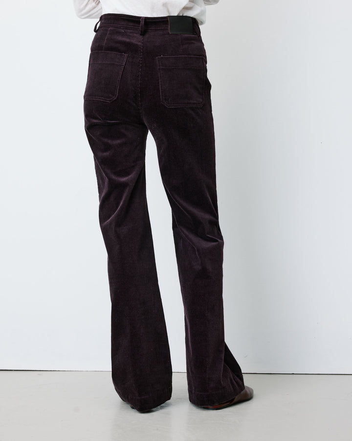 Pantalon droit velours côtelé aubergine Alban