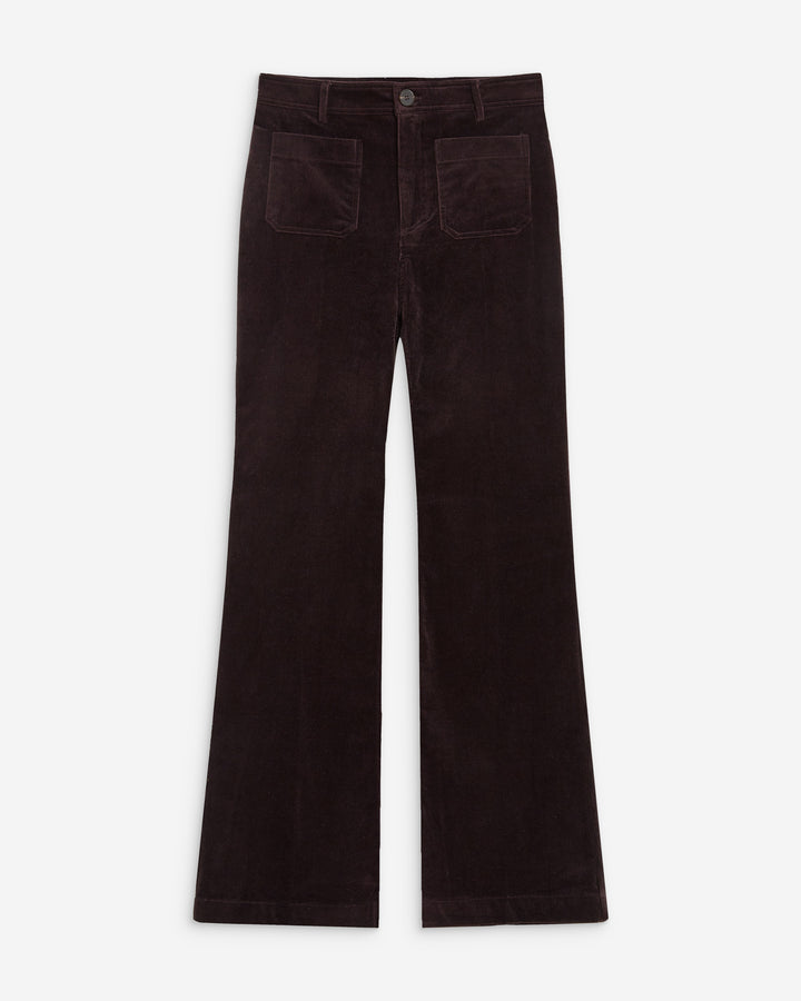 Pantalon droit velours côtelé aubergine Alban