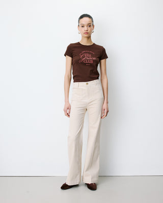 Pantalon droit velours côtelé ecru Alban