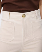 Pantalon droit velours côtelé ecru Alban