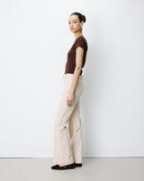 Pantalon droit velours côtelé ecru Alban
